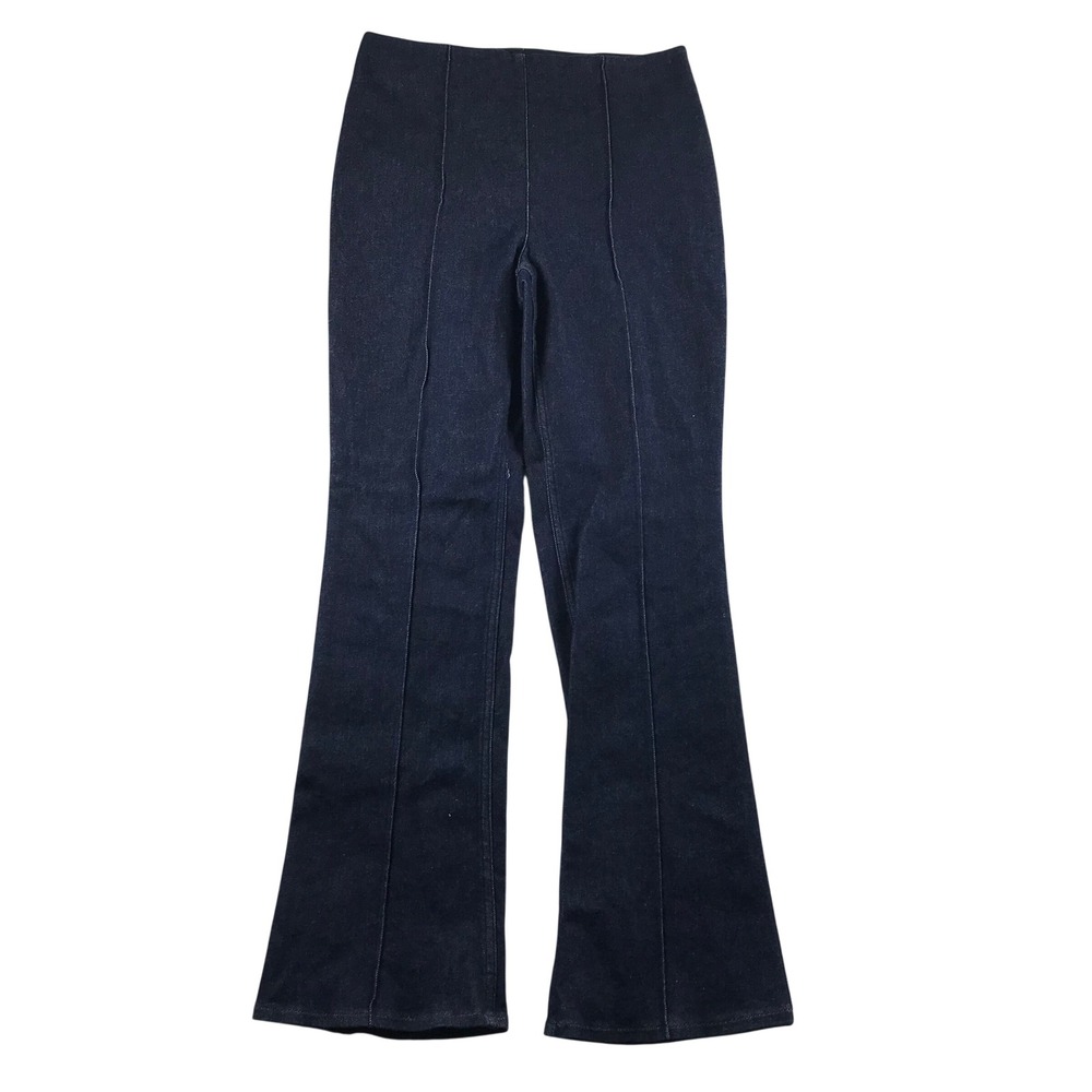 Spanx Flare Jeans Womens Large Dark Wash High Rise Pull On Front Seam Denim